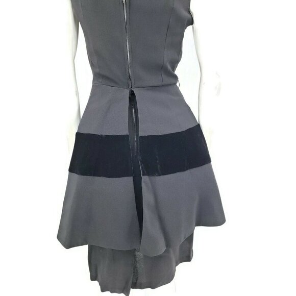 VTG Miss Elliette Black Peplum Dress Womens Small/Medium? Sleeveless Velvet Bow - Picture 4 of 7